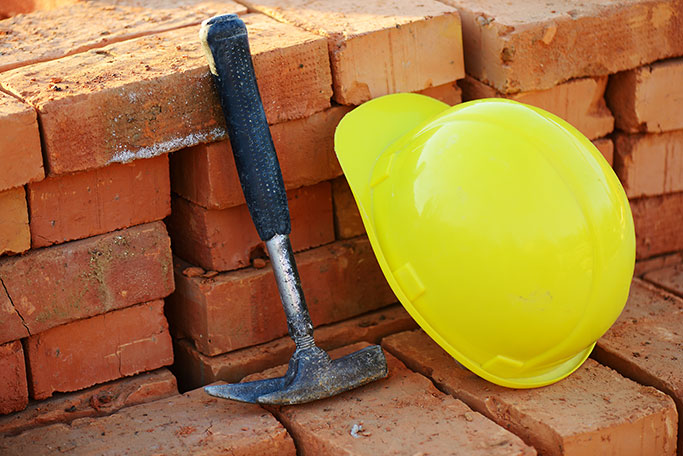 Hammer and hard hat