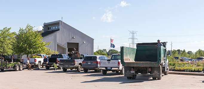 busy parking lot