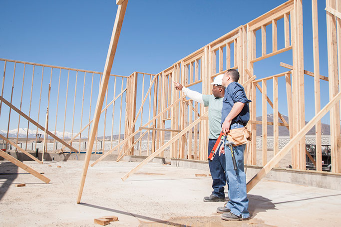 Builder constructing a new home