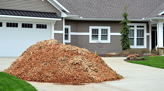 Cedar Mulch on a Driveway